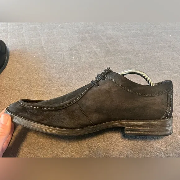 CLARKS Delsin Rise 11 M Black Suede Leather Oxford Lace Up Shoes Excellent Cond