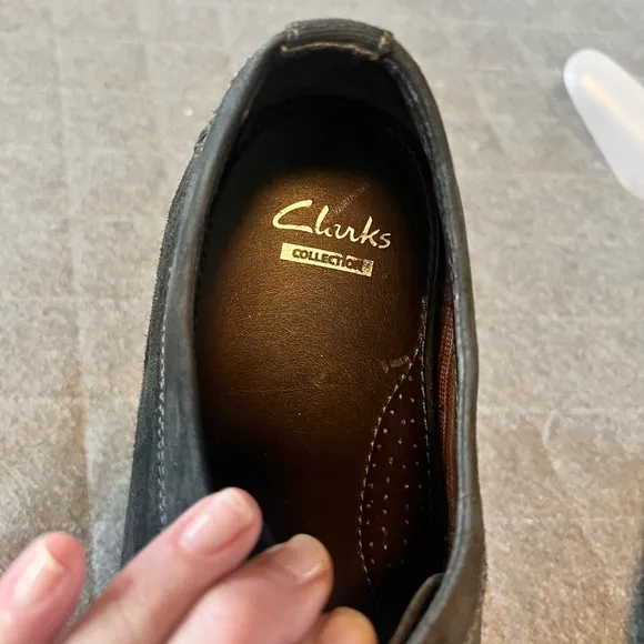 CLARKS Delsin Rise 11 M Black Suede Leather Oxford Lace Up Shoes Excellent Cond