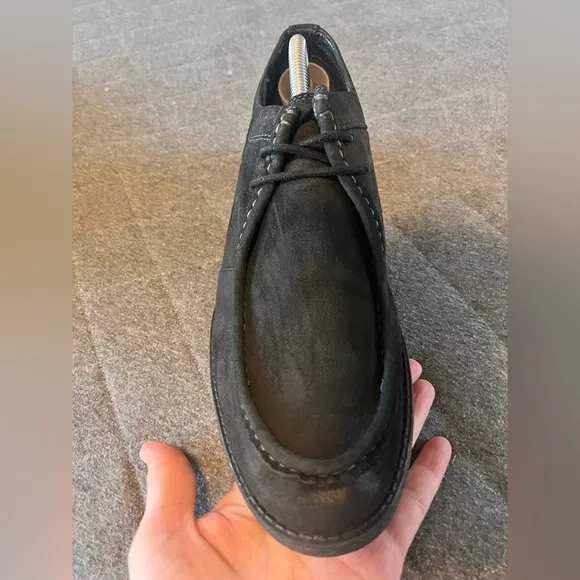 CLARKS Delsin Rise 11 M Black Suede Leather Oxford Lace Up Shoes Excellent Cond