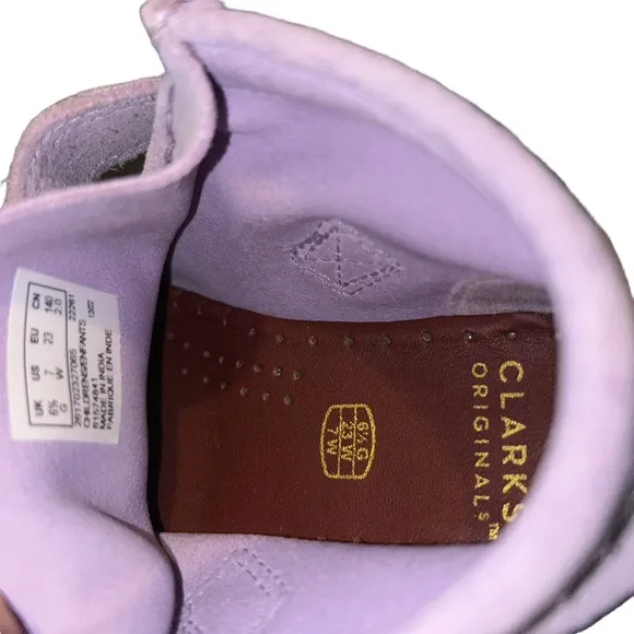 Clarks orginal wallabees toddler purple suede booties size 7 lilac shoes
