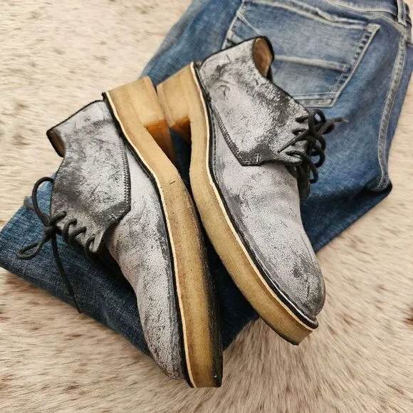 CLARKS ORIGINALS Maru London Distressed Oxford Shoes Blue Size 10 (Run Small)