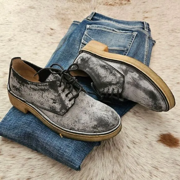 CLARKS ORIGINALS Maru London Distressed Oxford Shoes Blue Size 10 (Run Small)