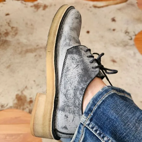 CLARKS ORIGINALS Maru London Distressed Oxford Shoes Blue Size 10 (Run Small)