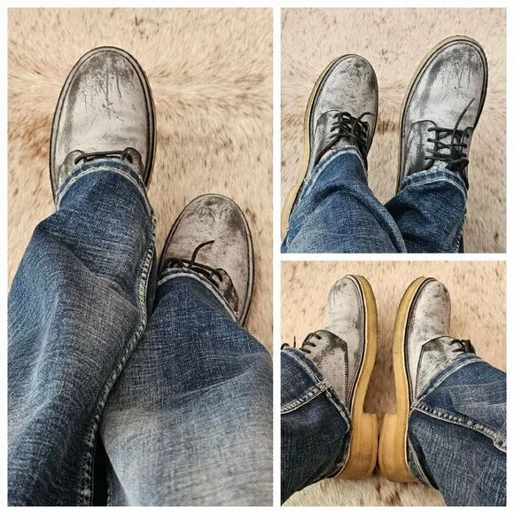 CLARKS ORIGINALS Maru London Distressed Oxford Shoes Blue Size 10 (Run Small)