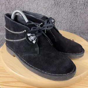 Clarks Originals Rock Royalty Desert Boot Womens 8.5 Narrow Black Suede Chukka