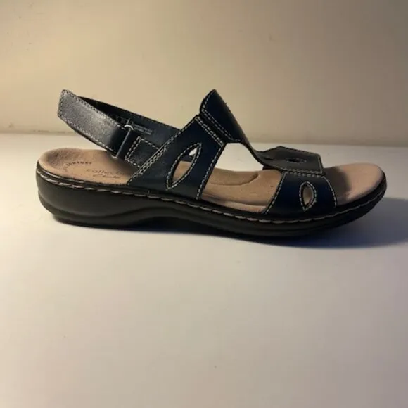 Clarks Ultimate Comfort Collection Navy Leather Sandals Size 7 New