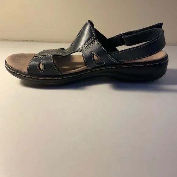 Clarks Ultimate Comfort Collection Navy Leather Sandals Size 7 New
