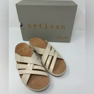 Clarks Women's Cecily Slide Cream Leather Size 8 New in Box size 8