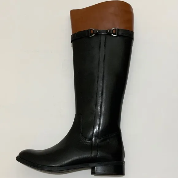 Clarks Women's Pita Topeka Black Brown Leather Waterproof Knee High Riding Boots