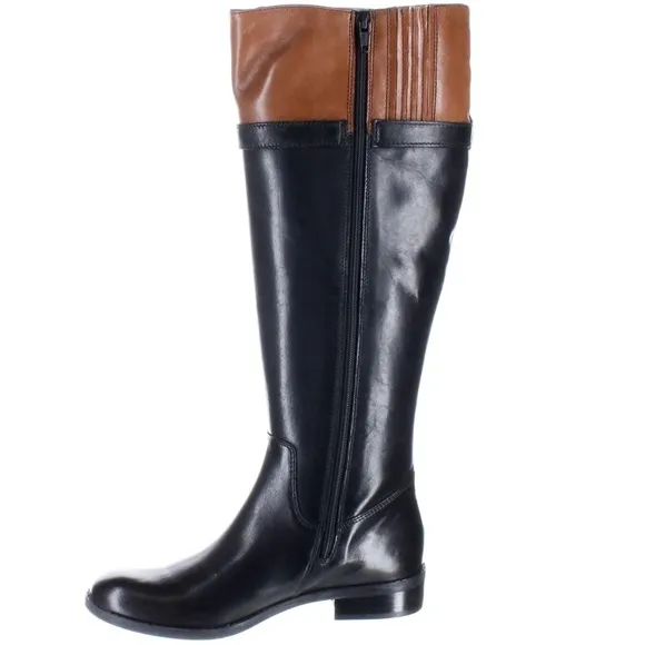 Clarks Women's Pita Topeka Black Brown Leather Waterproof Knee High Riding Boots