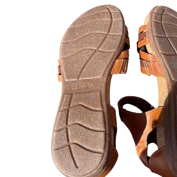 Clarks Women's Roseville Cove Brown Leather Sandals Sz 8M Ultimate Comfort