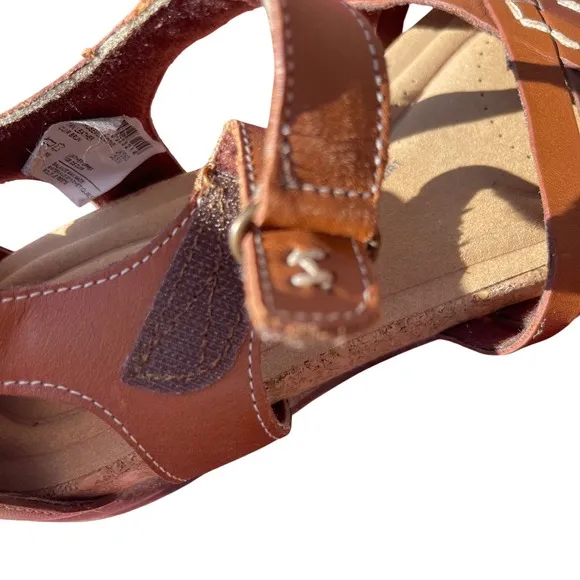 Clarks Women's Roseville Cove Brown Leather Sandals Sz 8M Ultimate Comfort