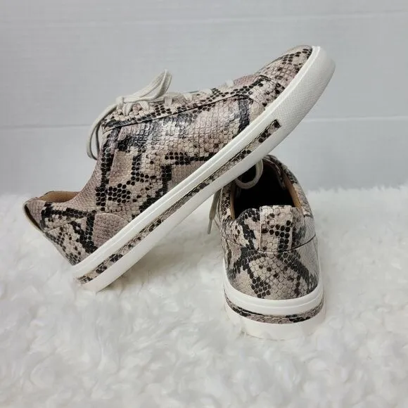 Clarks Women's Sneakers Size 8.5 Un Maui Lace Leather Snakeskin Fashion Shoes