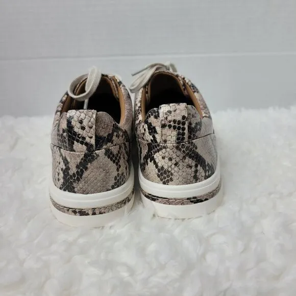 Clarks Women's Sneakers Size 8.5 Un Maui Lace Leather Snakeskin Fashion Shoes