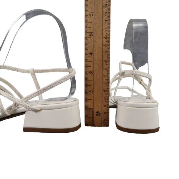 Classic Elements Shoes Womens 6 Sandal Pumps Strappy White Blcok Heel Fashion
