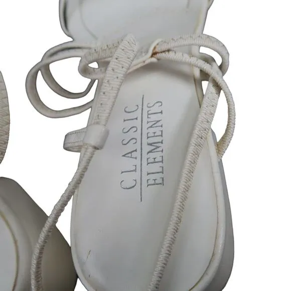Classic Elements Shoes Womens 6 Sandal Pumps Strappy White Blcok Heel Fashion