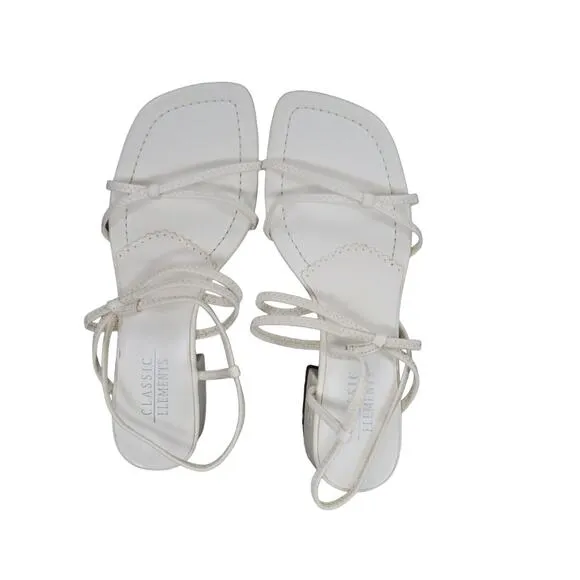 Classic Elements Shoes Womens 6 Sandal Pumps Strappy White Blcok Heel Fashion