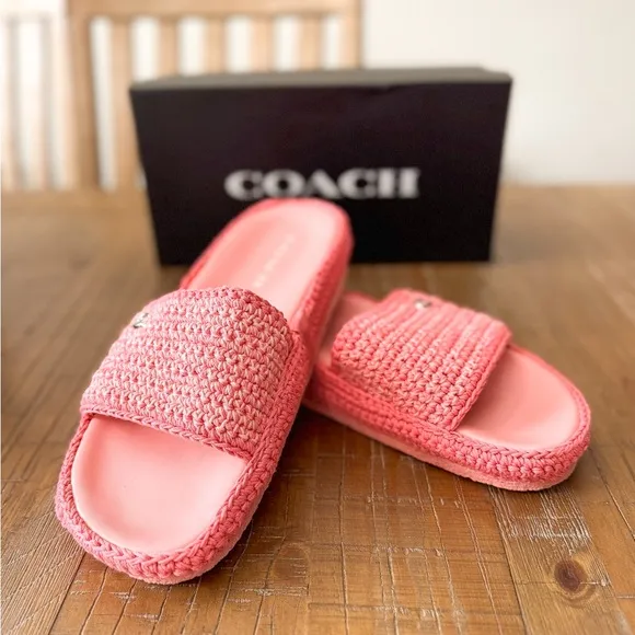 Coach Averie Crochet Flower Pink Sandals