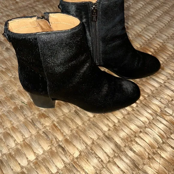 Coach Black Mohair Ankle Boots, Size 6
