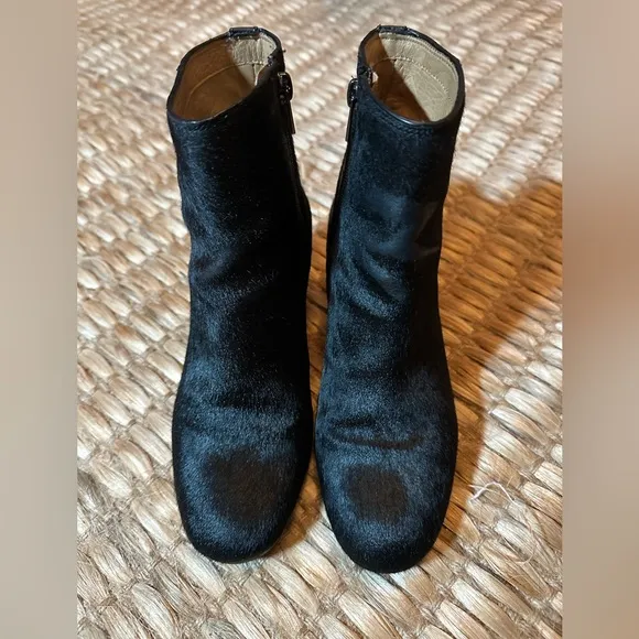 Coach Black Mohair Ankle Boots, Size 6