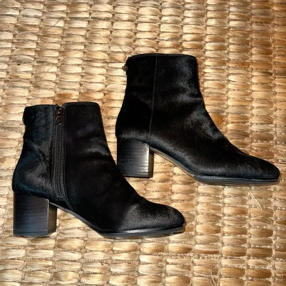 Coach Black Mohair Ankle Boots, Size 6