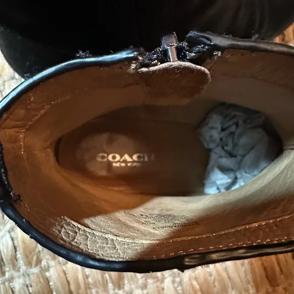 Coach Black Mohair Ankle Boots, Size 6