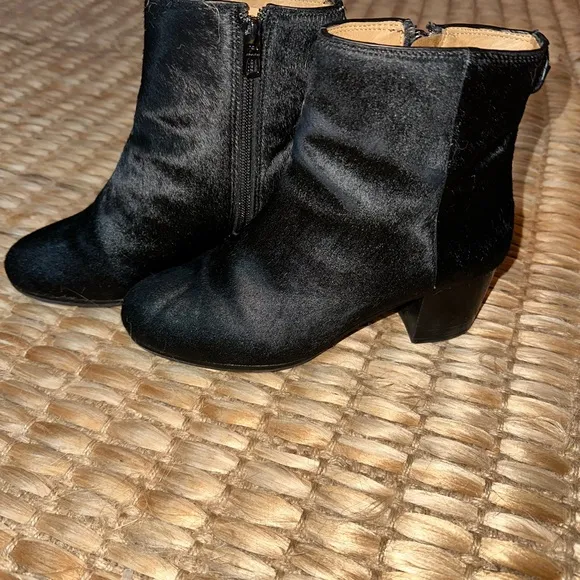 Coach Black Mohair Ankle Boots, Size 6