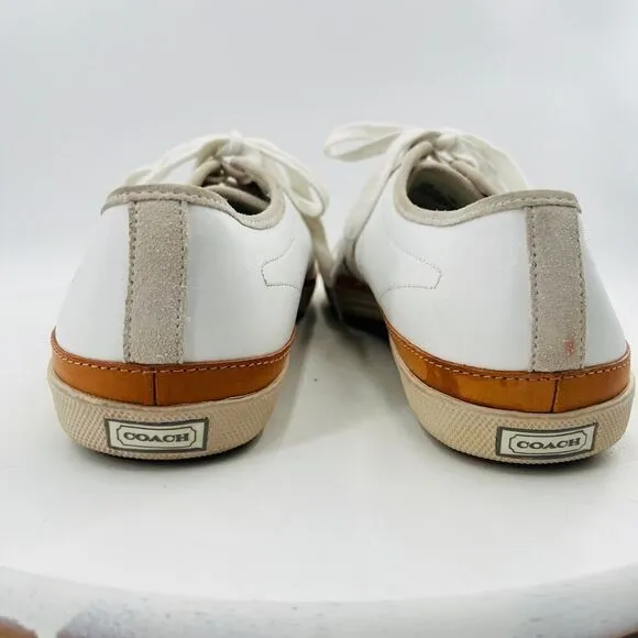 Coach Brad Women's Fashion Sneakers Lace Up White Leather Shoes Size 13M