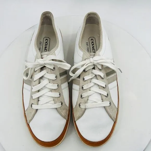 Coach Brad Women's Fashion Sneakers Lace Up White Leather Shoes Size 13M
