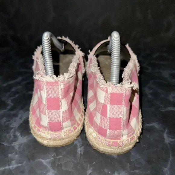 COACH Celina Gingham Espadille Strawberry/Chalk Shoes Flats Womens Size 8.5B