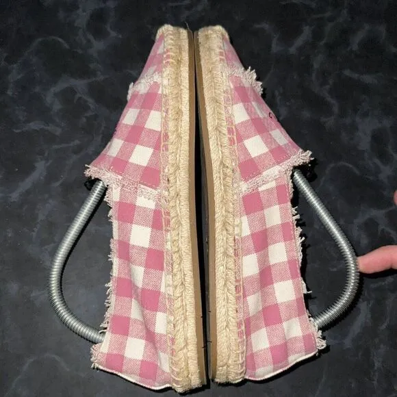 COACH Celina Gingham Espadille Strawberry/Chalk Shoes Flats Womens Size 8.5B