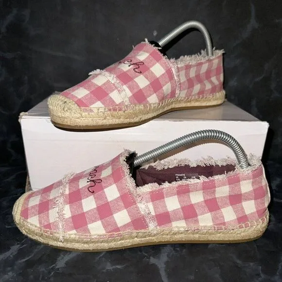 COACH Celina Gingham Espadille Strawberry/Chalk Shoes Flats Womens Size 8.5B