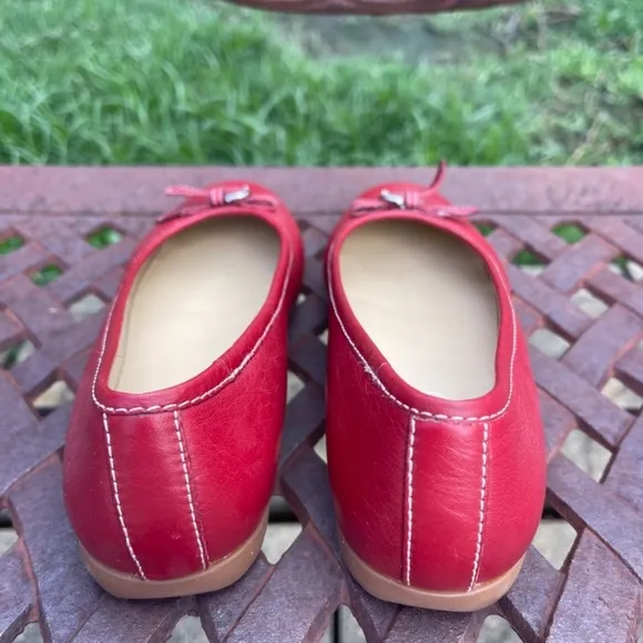 Coach Cherry Red Nappa Leather Ballet Flats Slip On Shoes
