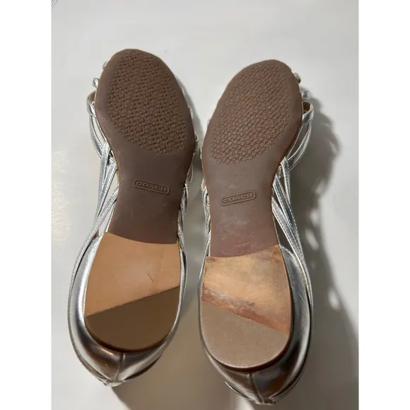 Coach chic  Silver Woven Flats