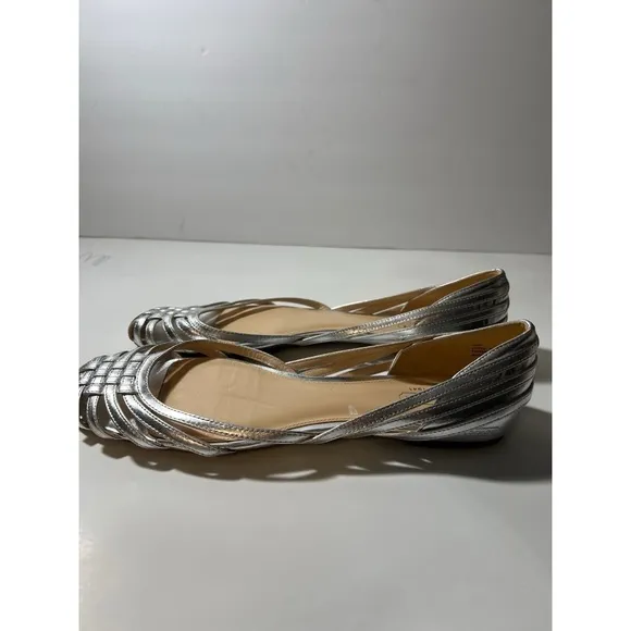 Coach chic  Silver Woven Flats