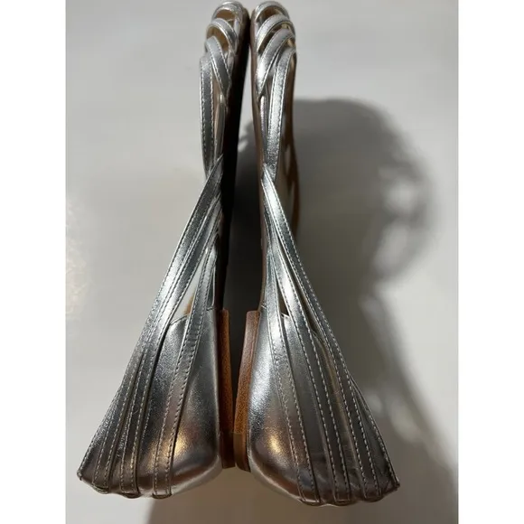 Coach chic  Silver Woven Flats