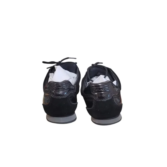 Coach Kodie Signature Black Suade Patent Leather Sneakers Women's Size 8