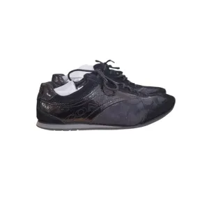 Coach Kodie Signature Black Suade Patent Leather Sneakers Women's Size 8