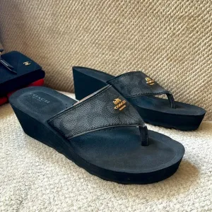 ▪️Coach Monogram Wedge Sandals