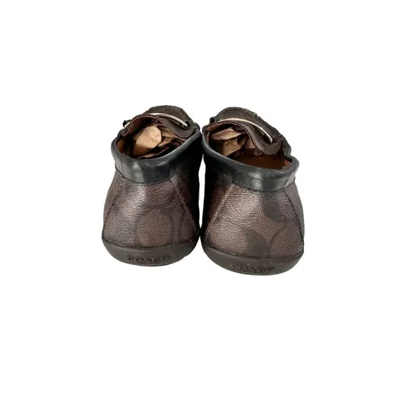 Coach Olympia Pebble Grain Flats Leather Loafers  Womens 6.5 Brown Shoe