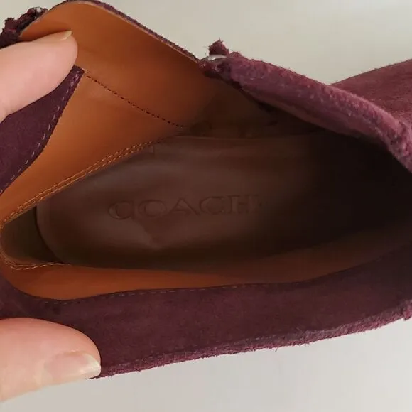 Coach Women's Danni Suede Booties Wine Size 7.5