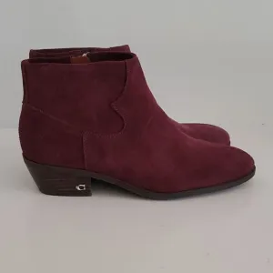 Coach Women's Danni Suede Booties Wine Size 7.5