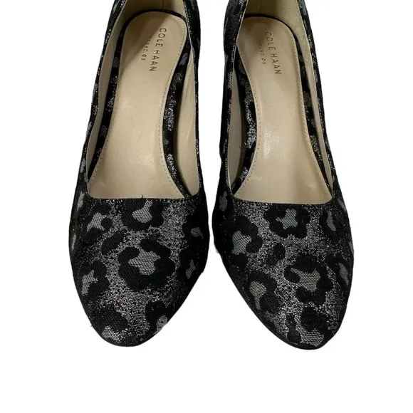 Cole Haan Alanna Brocade Block Heel Pump Black Silver Size 8 8B MSRP $250 Shoes
