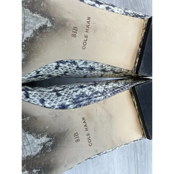 Cole Haan Brie Skimmer W15722 Women's 8.5B Black Snakeskin Leather Loafer Shoes