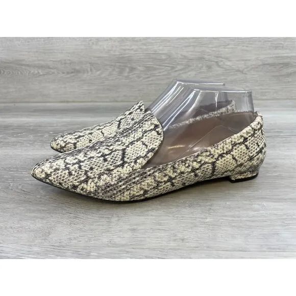 Cole Haan Brie Skimmer W15722 Women's 8.5B Black Snakeskin Leather Loafer Shoes