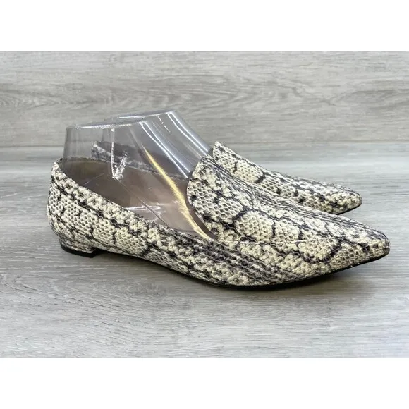 Cole Haan Brie Skimmer W15722 Women's 8.5B Black Snakeskin Leather Loafer Shoes