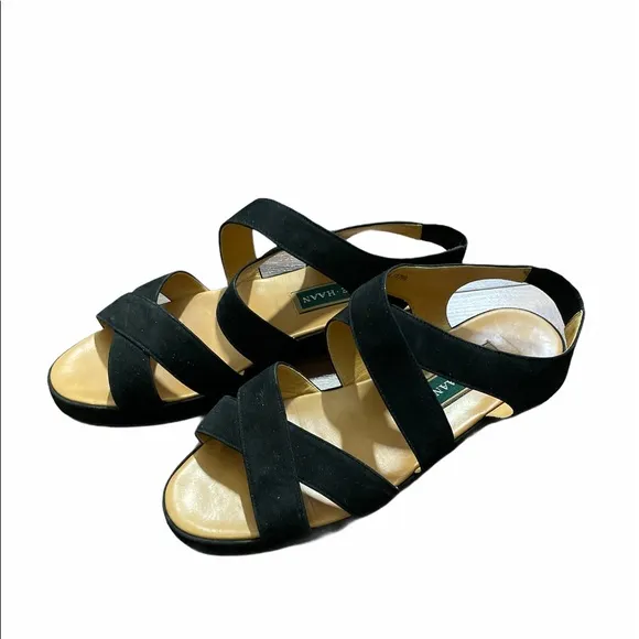 Cole Haan Criss Cross Black Suede Sandals size 10M