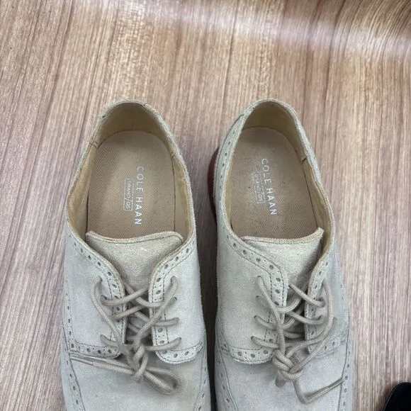 Cole Haan Grandsprint C12468 men's beige suede Wingtip shoes Size 13 M