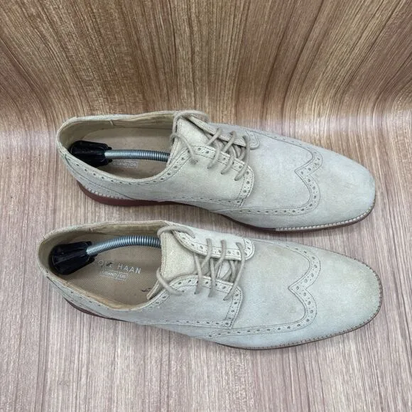 Cole Haan Grandsprint C12468 men's beige suede Wingtip shoes Size 13 M