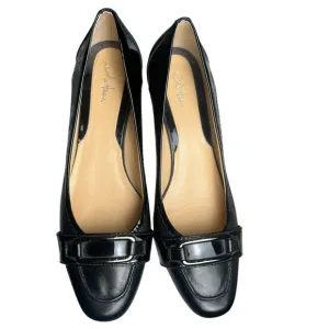 Cole Haan Heels Womens 10 Black Leather Black Buckle Kitten Pump Buckle Shoes